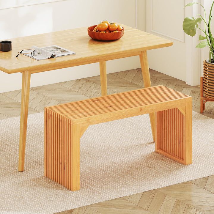 Giantex 36" Bamboo Dining Bench 660Lbs Capacity 2-Person Kitchen Table Bench for Living Room