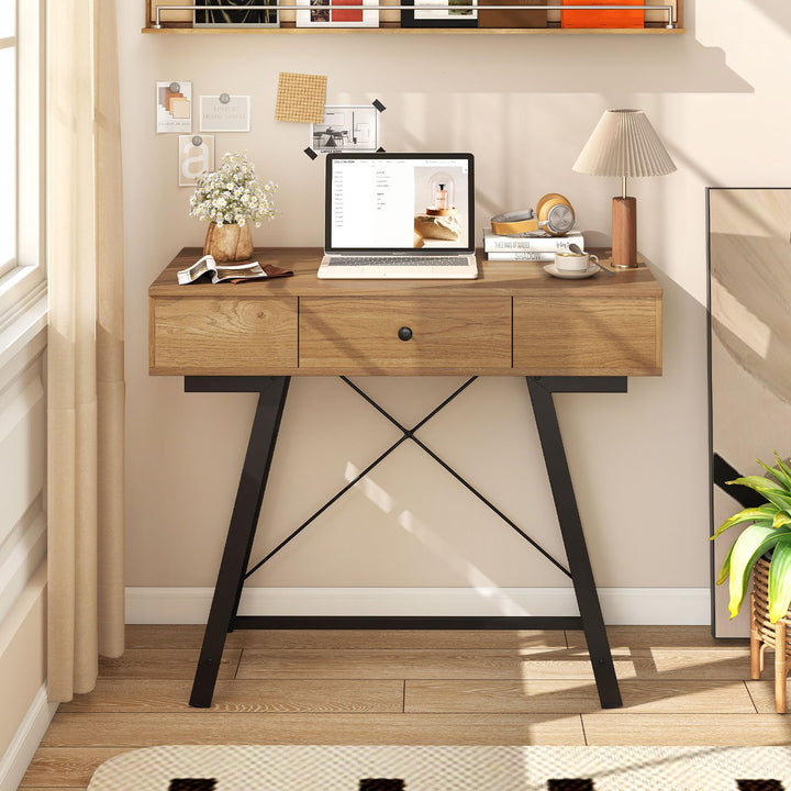 CHARMAID Vanity Desk with Flip Top Mirror with Charging Station