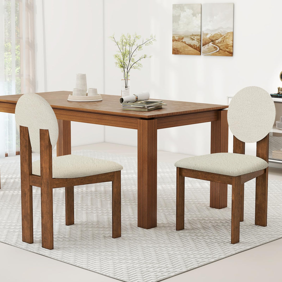 Giantex Sherpa Dining Chairs Set of 2/4 Mid Century Modern Kitchen Chairs w/Rubber Wood Legs