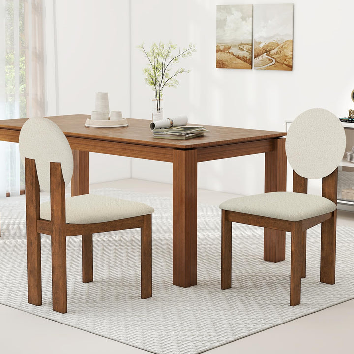 Giantex Sherpa Dining Chairs Set of 2/4 Mid Century Modern Kitchen Chairs w/Rubber Wood Legs