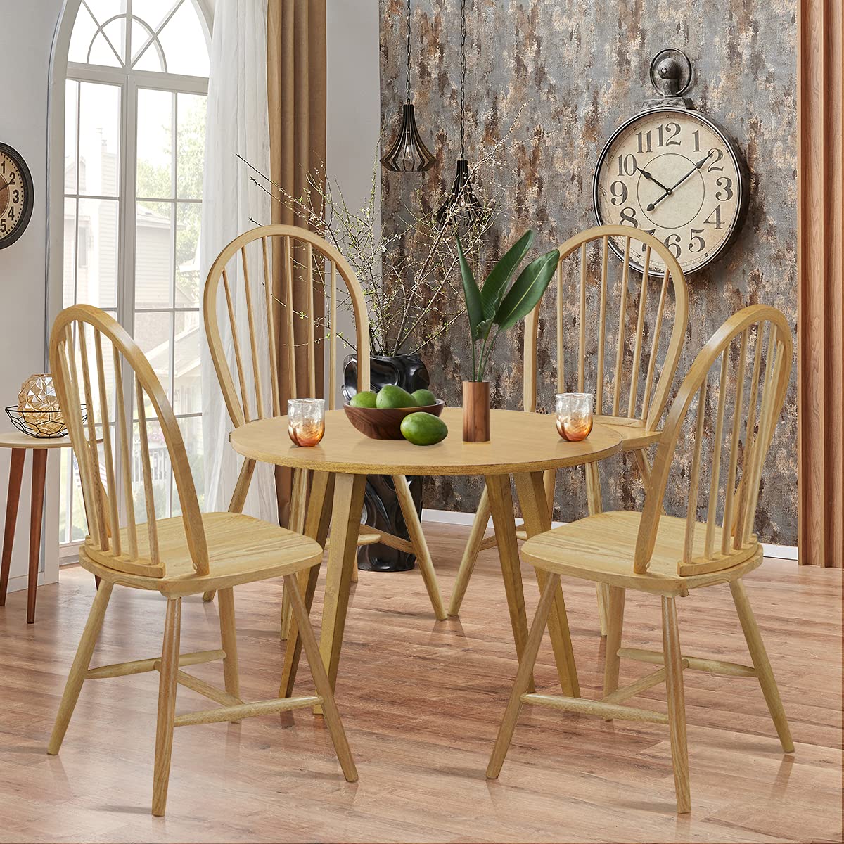 Giantex Wood Dining Chairs, French Country Armless Spindle Back Dining Chairs
