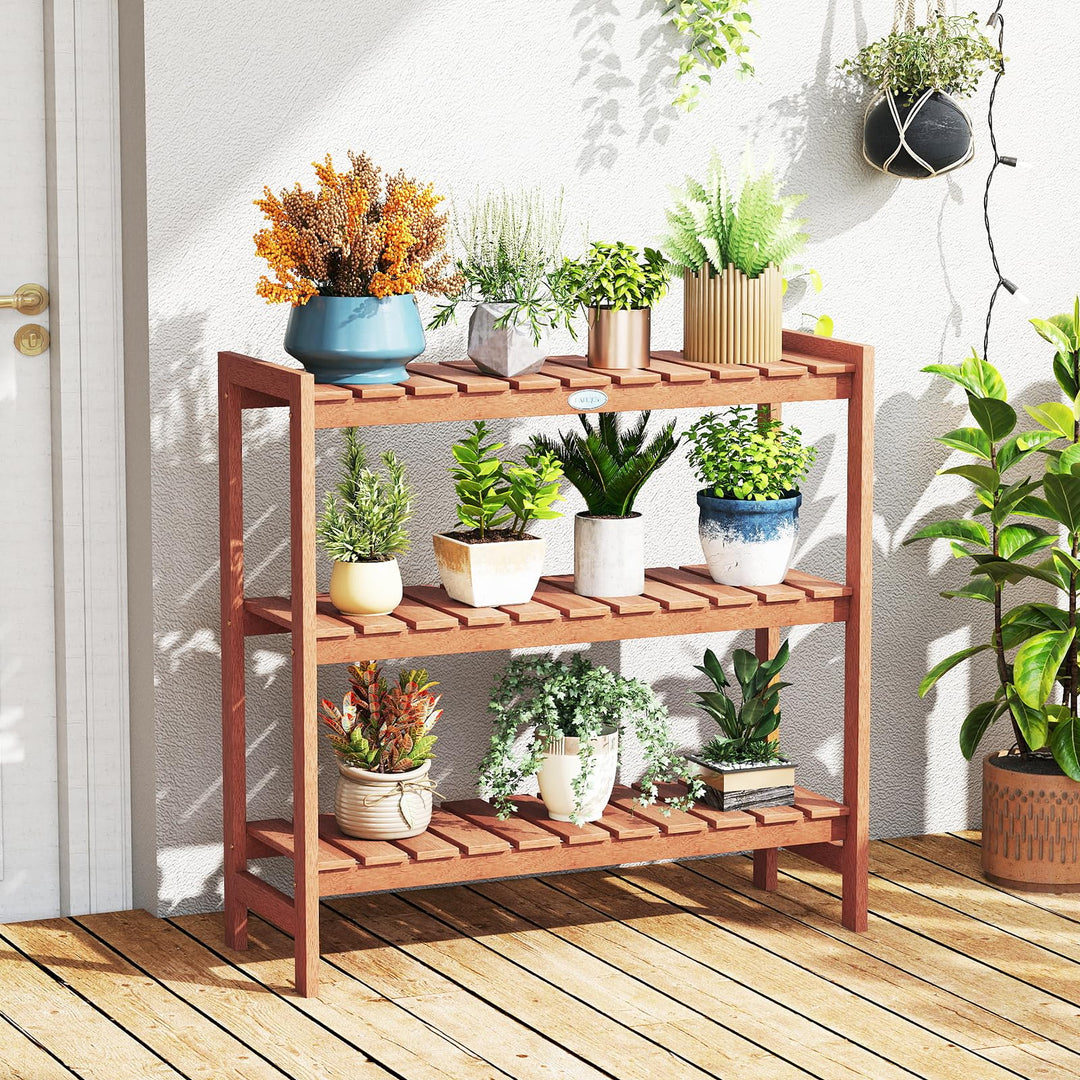 Giantex 3-Tier Solid Wood Plant Stand