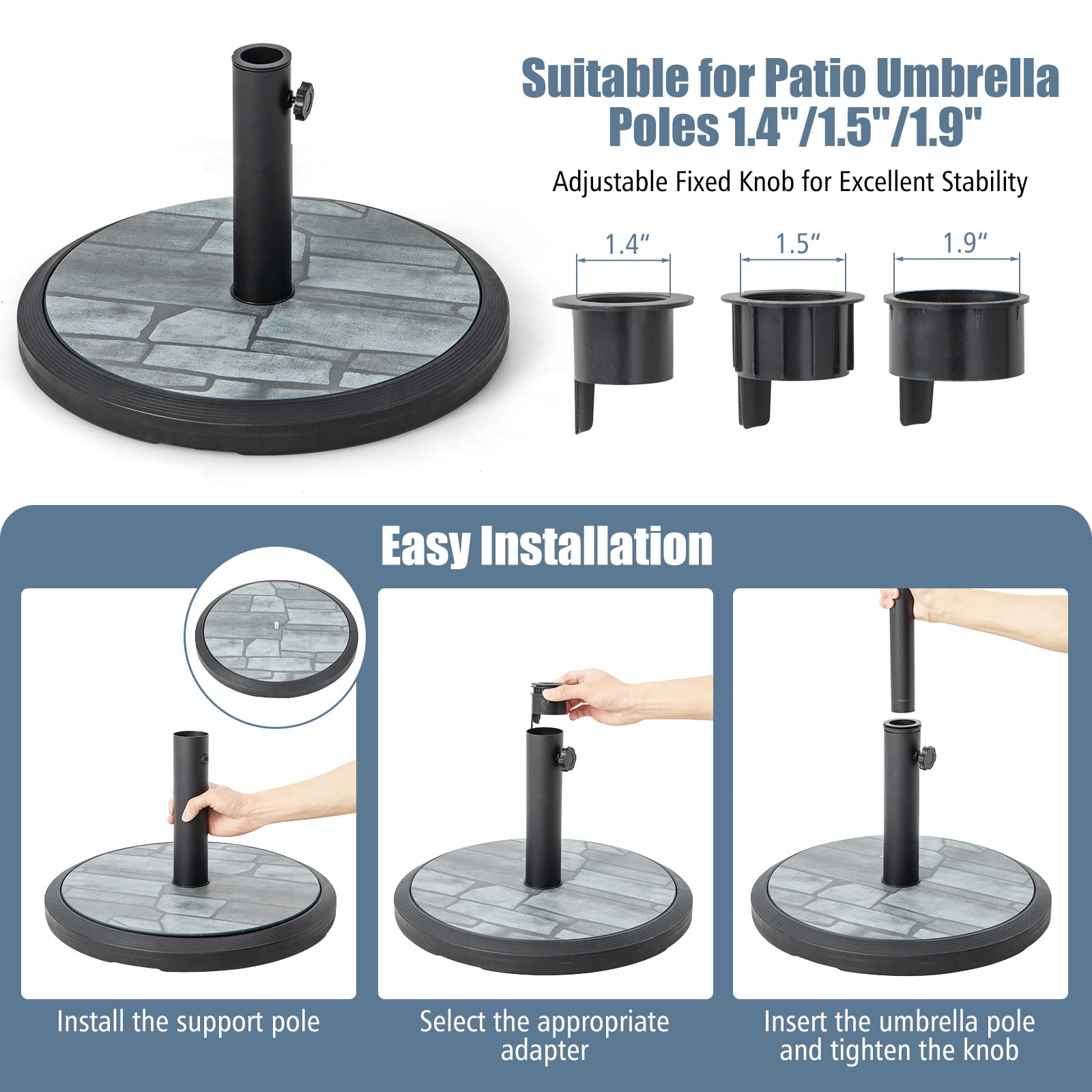 Giantex 35lbs Umbrella Base, Heavy Duty Patio Umbrella Stand with Built-in Cement, Special Stone Pattern