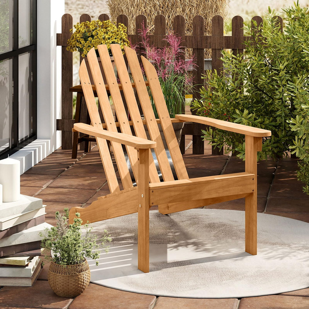 Giantex Acacia Wood Patio Adirondack Chair with Inclined Seat and High Backrest