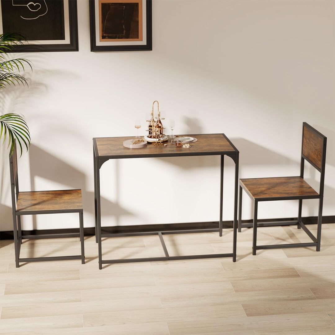 Giantex 3-Piece Dining Table Set for 2 Small Industrial Kitchen Table with 2 Chairs