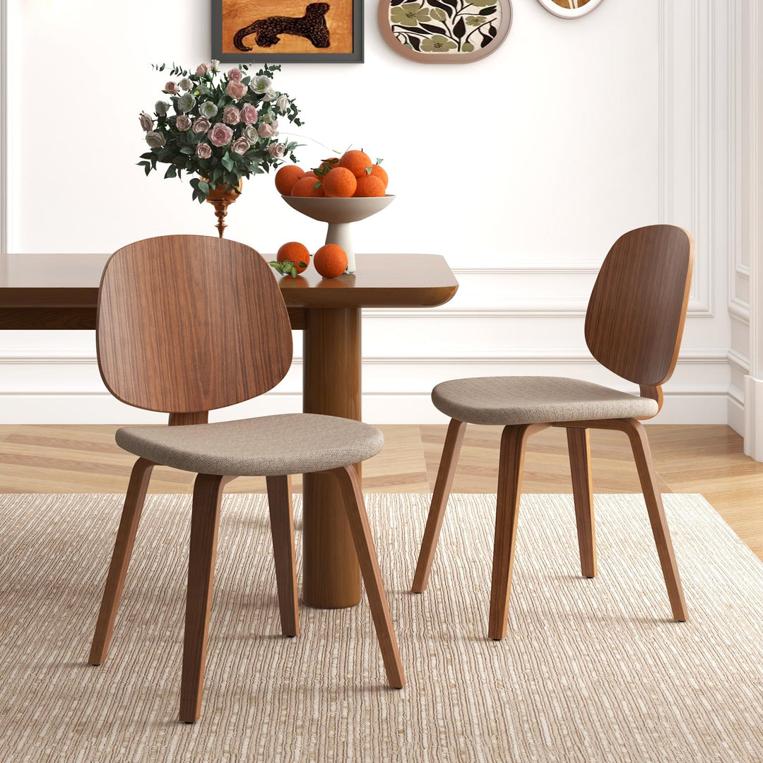 Giantex Wooden Dining Chairs Set of 2/4 Chenille Fabric Upholstered Kitchen Chair w/Bentwood Frame