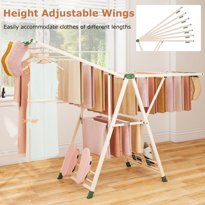 Giantex 72.5 Inches Clothes Drying Rack with Height Adjustable Wings