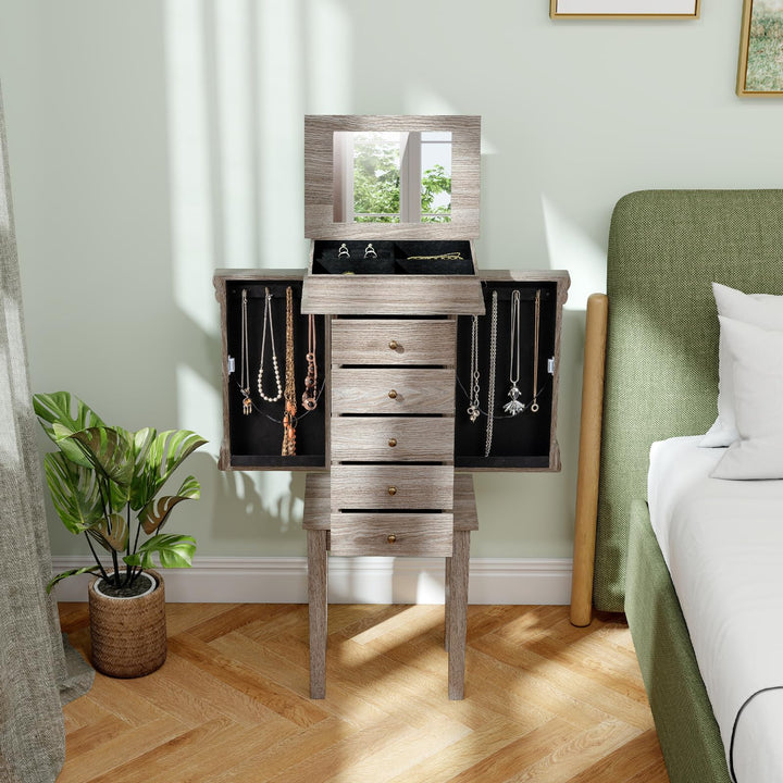 Giantex Jewelry Cabinet Armoire with Flip Top Mirror