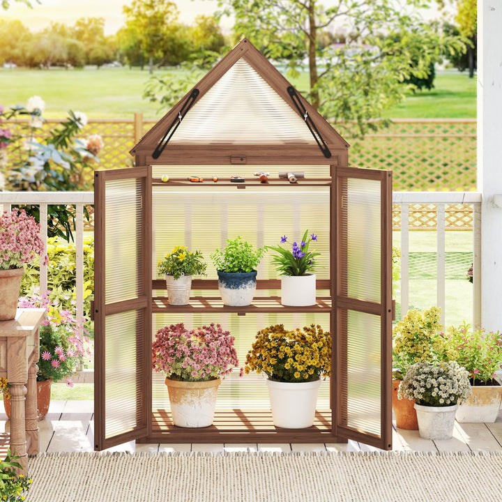 Giantex Garden Cold Frame Mini Greenhouse Storage Shelves