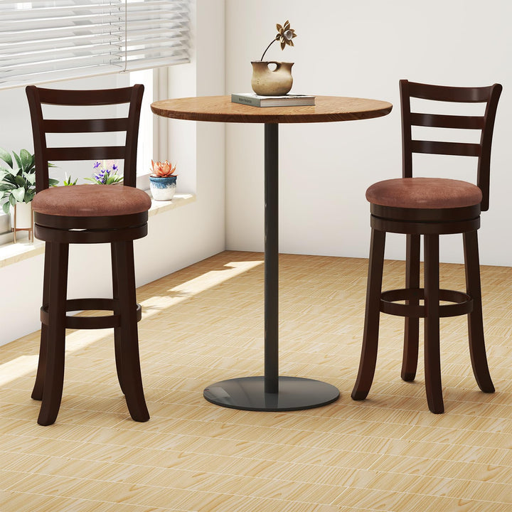 Giantex 30" Counter Height Swivel Barstools Set of 2/4 with Faux Leather Seat and Wrap-around Footrest