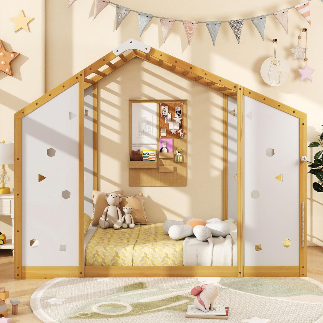 Giantex Twin Size Montessori Floor Bed, 3-in-1 Indoor Kids Jungle Gym Playground