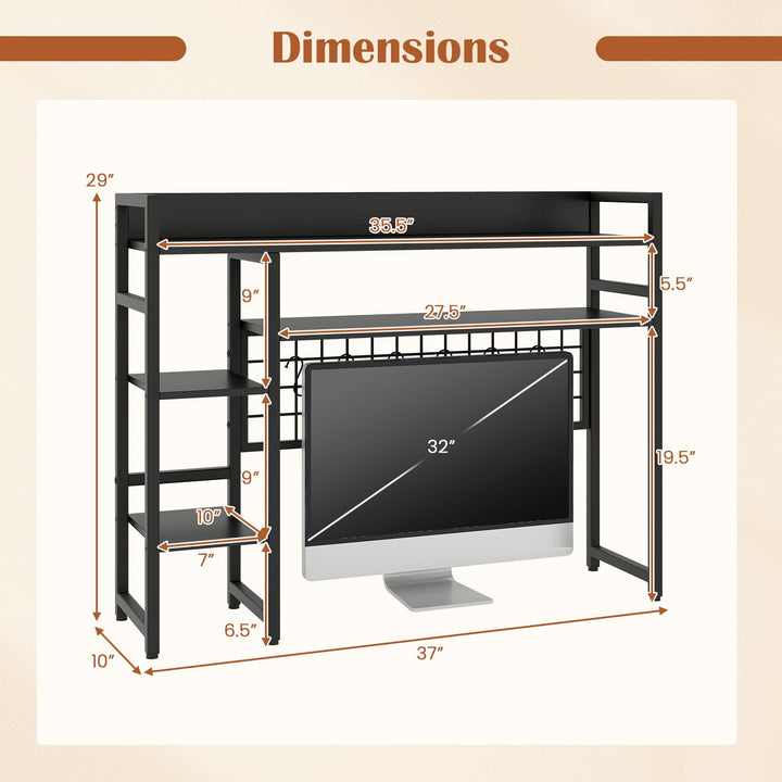Giantex Desktop Bookshelf 37" Desk Shelf for Up to 32" Computer Monitors