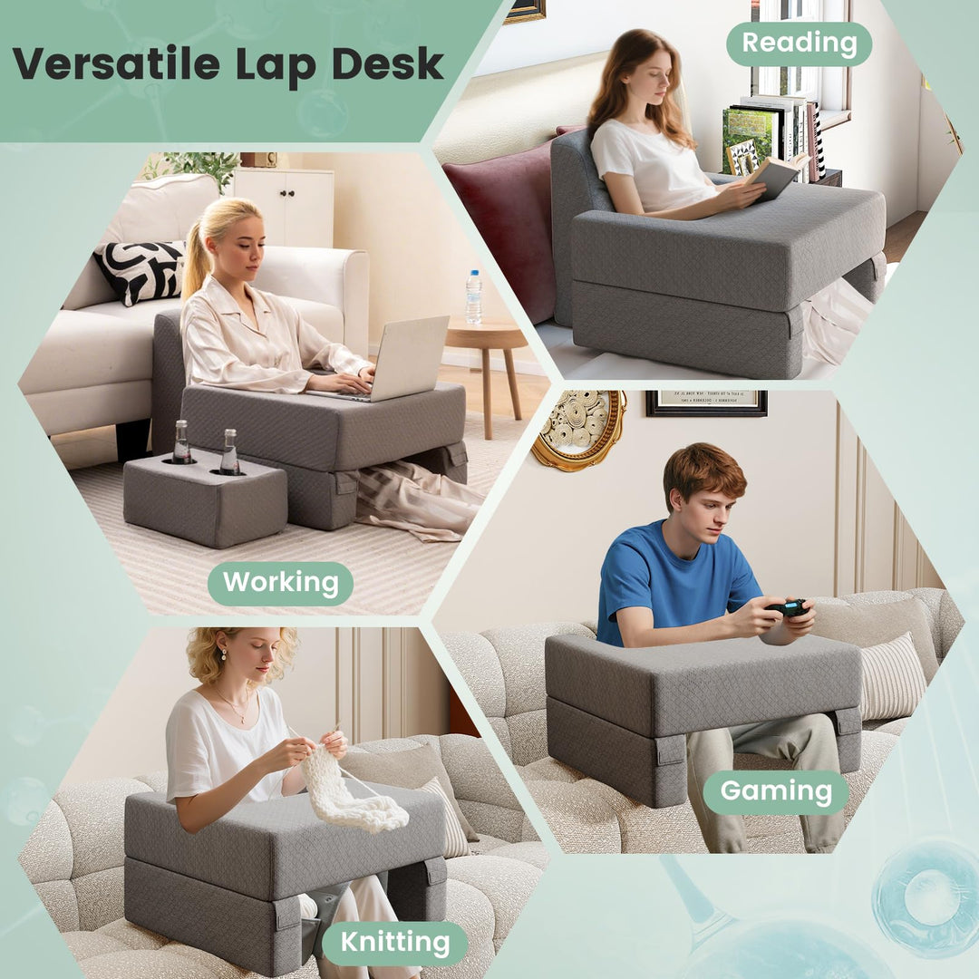 Giantex Reading Pillow for Gaming Extra Large Lap Desk for Laptop with Back Arm Rest & Cup Holder for Adult