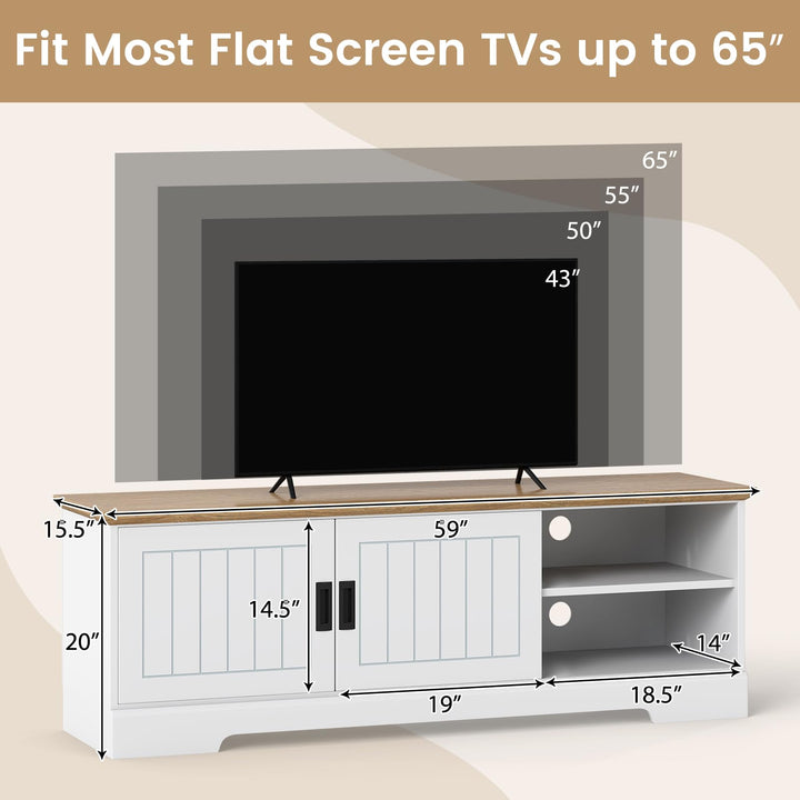 Giantex Farmhouse TV Stand for TVs up to 65" Entertainment Center with Storage Cabinets