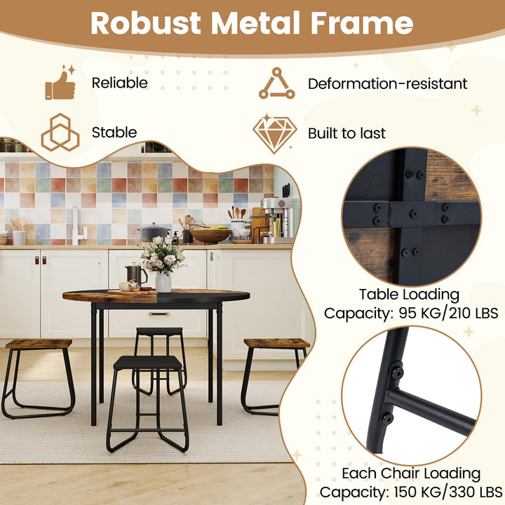 Giantex 5-Piece Dining Set 47" Round Kitchen Table and 4 Stools with Wooden Tabletop