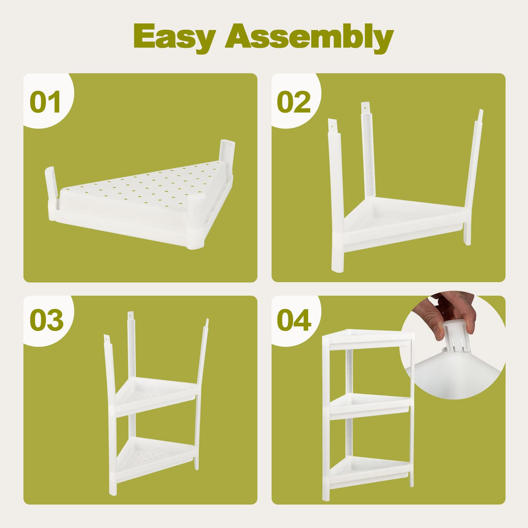 Giantex 2 Pack Corner Shelf Stand, 3-Tier Detachable Floor Corner Shower Shelf, Bathroom Corner Stand