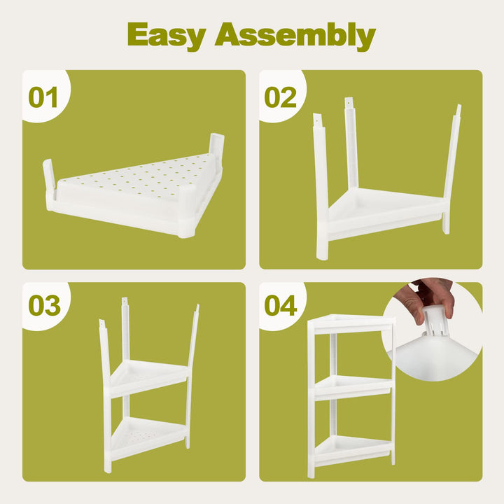 Giantex 2 Pack Corner Shelf Stand, 3-Tier Detachable Floor Corner Shower Shelf, Bathroom Corner Stand