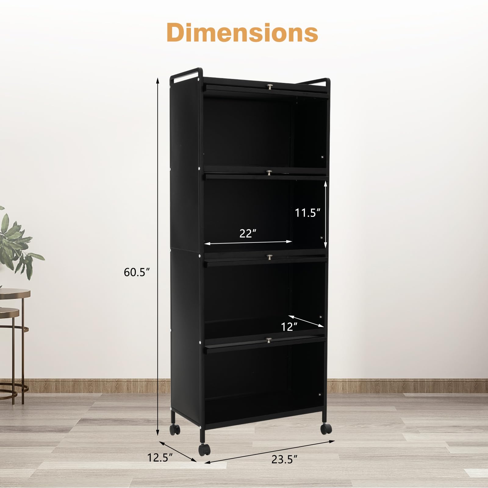 Giantex 5-Tier Kitchen Storage Cabinet, Mobile Microwave Stand with Flip-up PC Doors