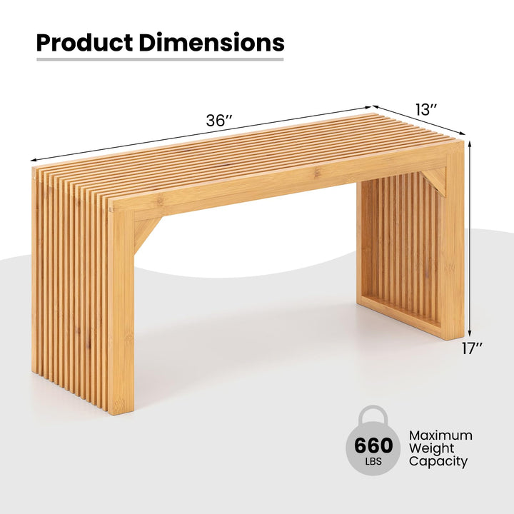 Giantex 36" Bamboo Dining Bench 660Lbs Capacity 2-Person Kitchen Table Bench for Living Room
