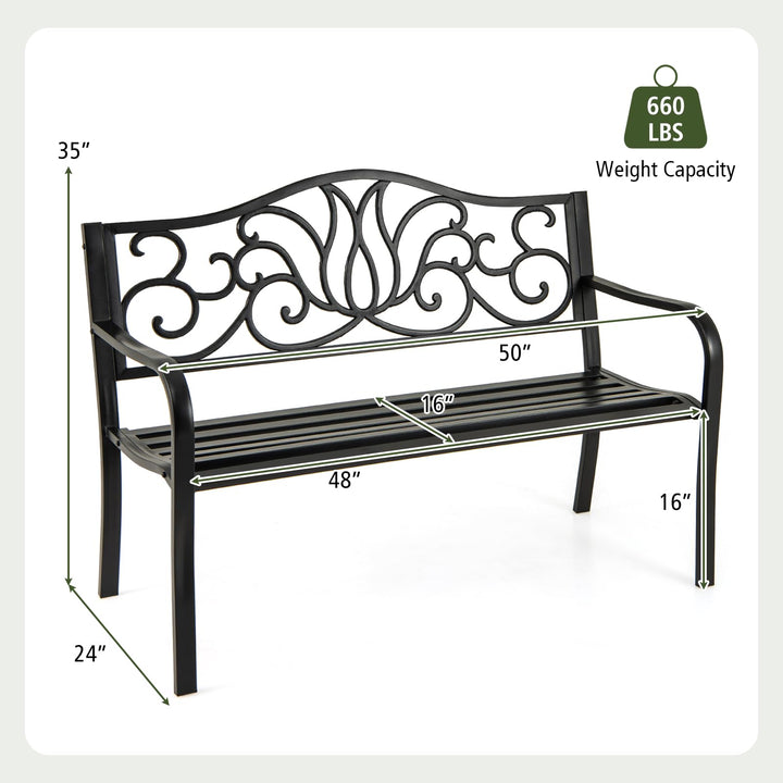 Giantex 50 Inches Outdoor Bench with Floral Pattern