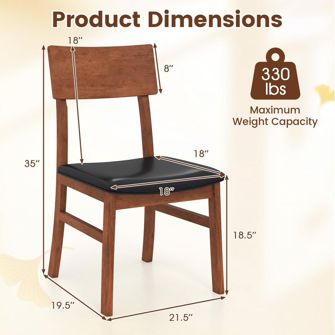 Giantex Wooden Dining Chairs Set Kitchen Side Chairs w/Rubber Wood Legs Faux Leather Upholstered Seat