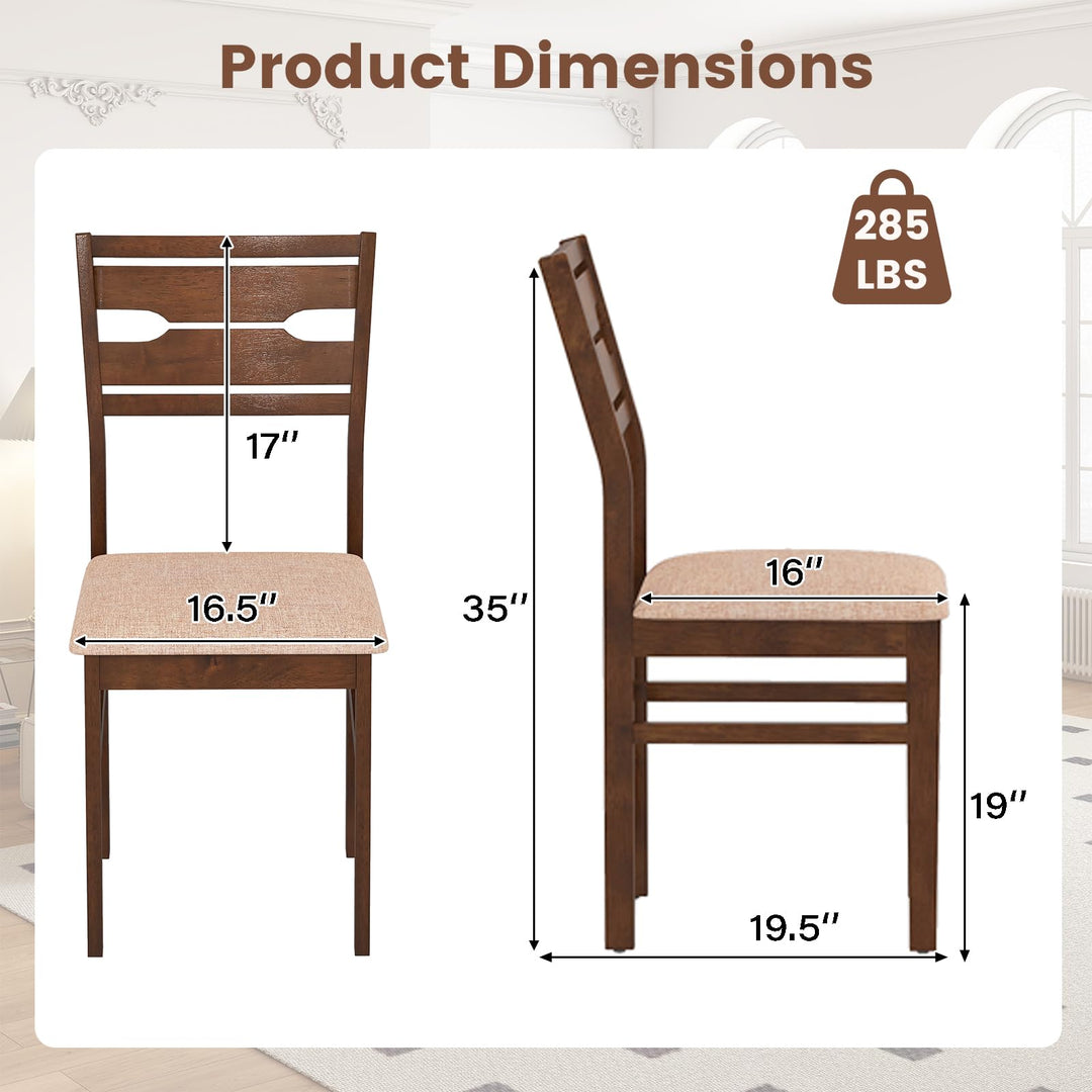 Giantex Wooden Dining Chairs Set of 2/4 Fabric Upholstered Kitchen Armless Chairs
