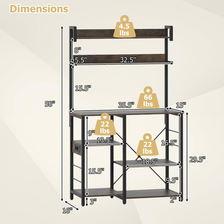 Giantex Bakers Rack with Power Outlet and LED Lights