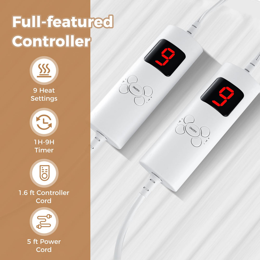 Giantex Heated Mattress Pad, Machine Washable Bed Warmer with Dual Controller