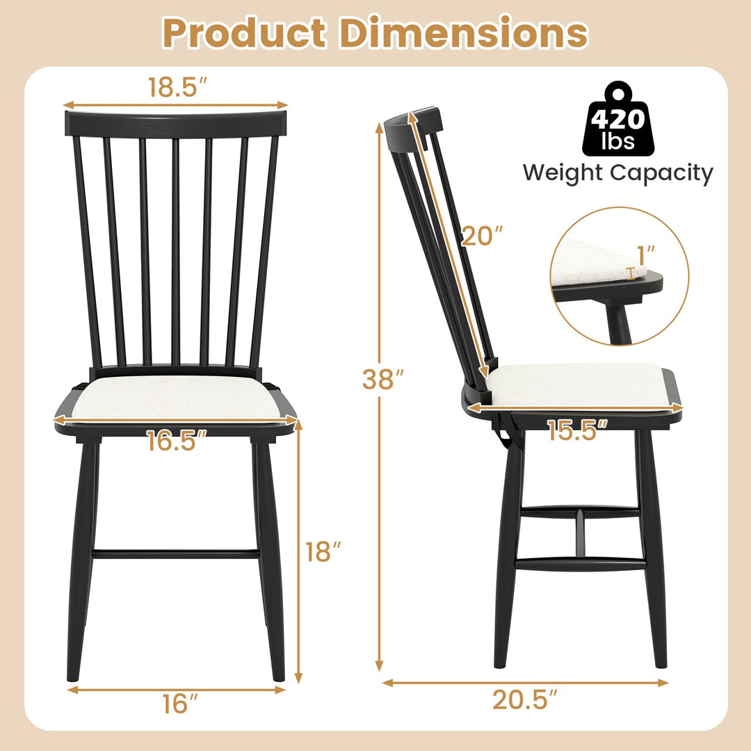 Giantex Windsor Dining Chairs Set of 2/4 Farmhouse Wooden Kitchen Chair