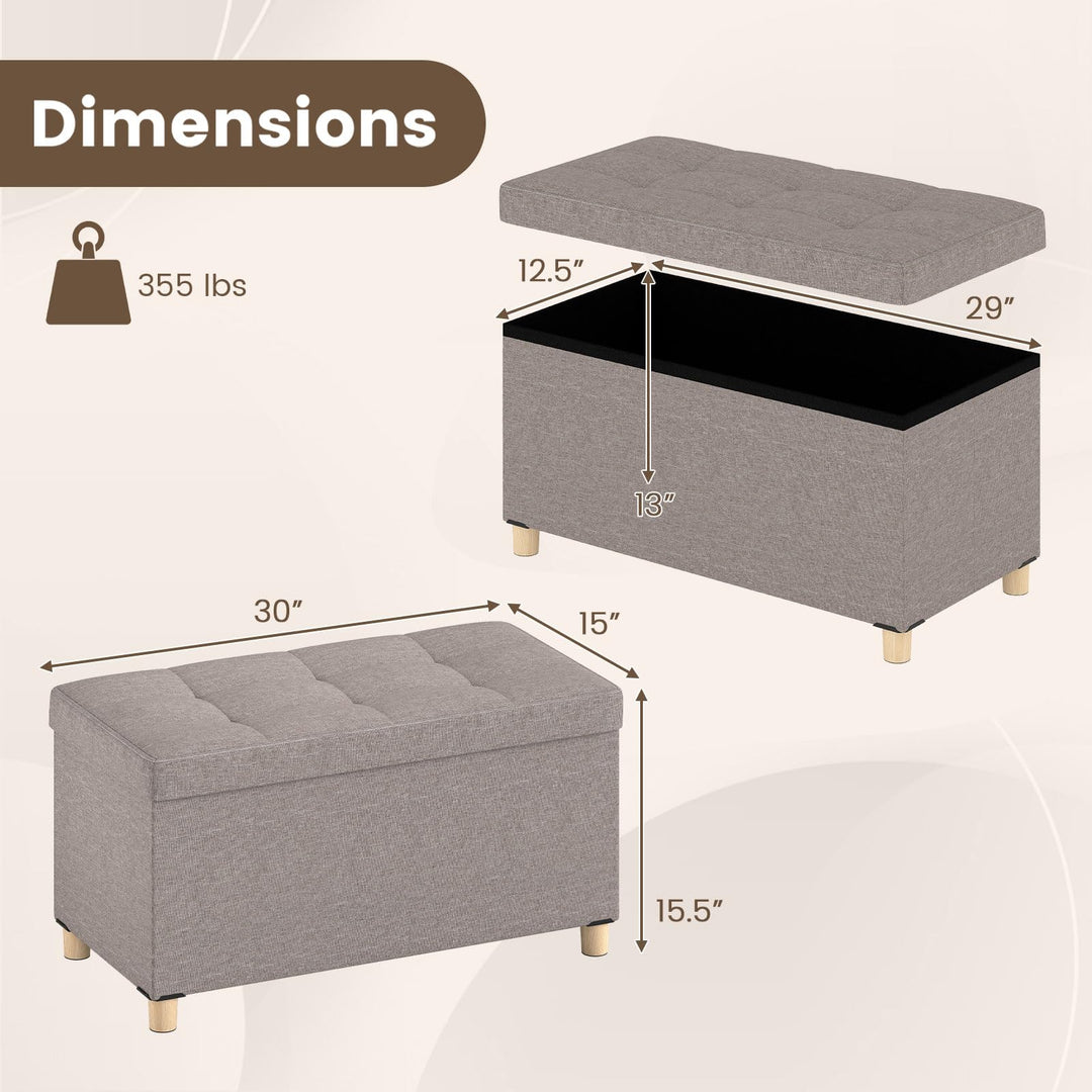 Giantex 30 Inches Storage Ottoman Bench with Tray and Rubber Wood Legs