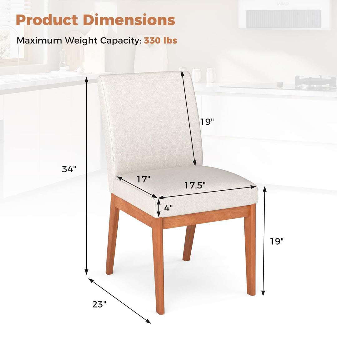 Giantex Upholstered Dining Chairs Set of 2 or 4 Kitchen Armless Side Chair w/Rubber Wood Legs