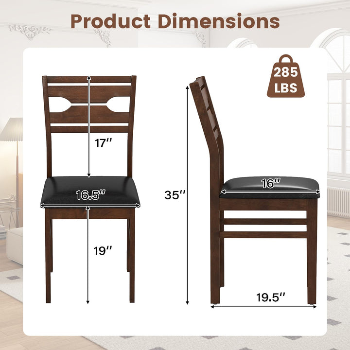 Giantex Wooden Dining Chairs Set of 2/4 PU Leather Upholstered Kitchen Armless Chair