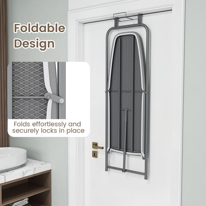 Giantex Over The Door Ironing Board with Iron Holder Space-Saving Hanging Iron Board