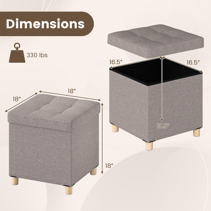 Giantex 18 Inches Ottoman with Storage and Rubber Wood Legs