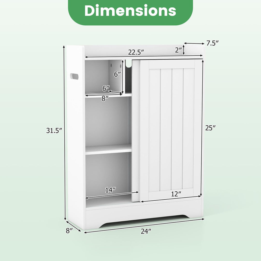 Giantex Bathroom Slim Storage Cabinet w/2 Sliding Doors & Adjustable Shelves