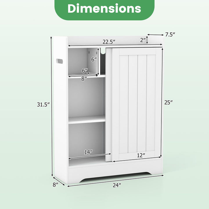 Giantex Bathroom Slim Storage Cabinet w/2 Sliding Doors & Adjustable Shelves