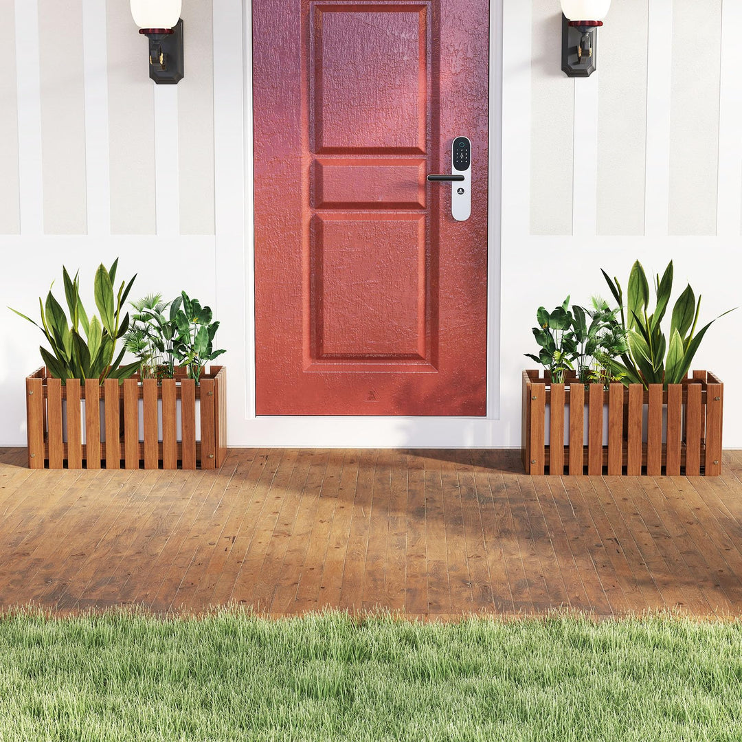 Giantex Slat Style Planter Box Wood Raised Garden Bed for Growing Vegetables Flowers Herbs