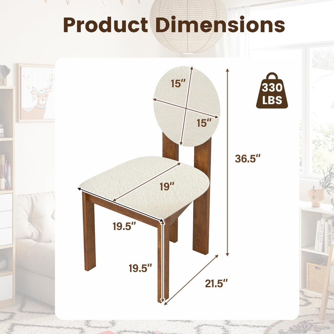 Giantex Sherpa Dining Chairs Set of 2/4 Mid Century Modern Kitchen Chairs w/Rubber Wood Legs
