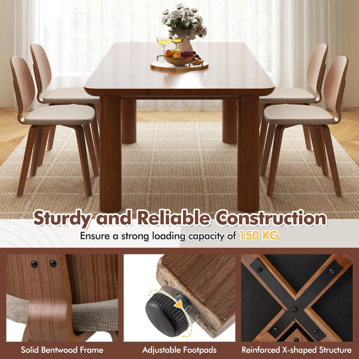 Giantex Wooden Dining Chairs Set of 2/4 Chenille Fabric Upholstered Kitchen Chair w/Bentwood Frame