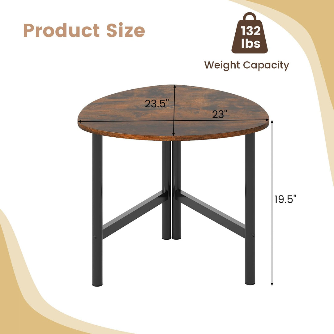 Giantex Triangle End Table Wood Side Table with Metal Legs