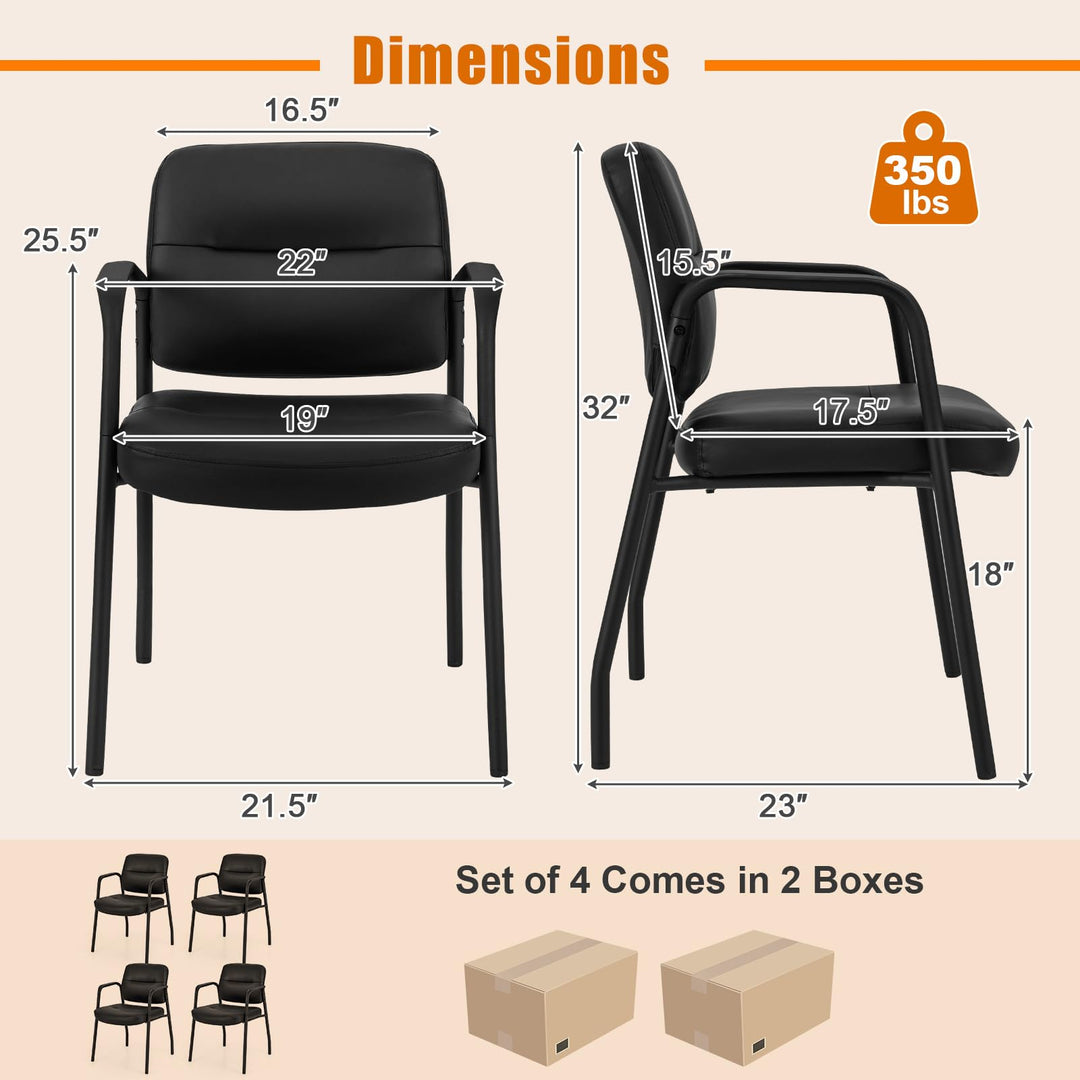 Giantex Waiting Room Chair Set - Upholstered Reception Chairs with Mixed PU Leather
