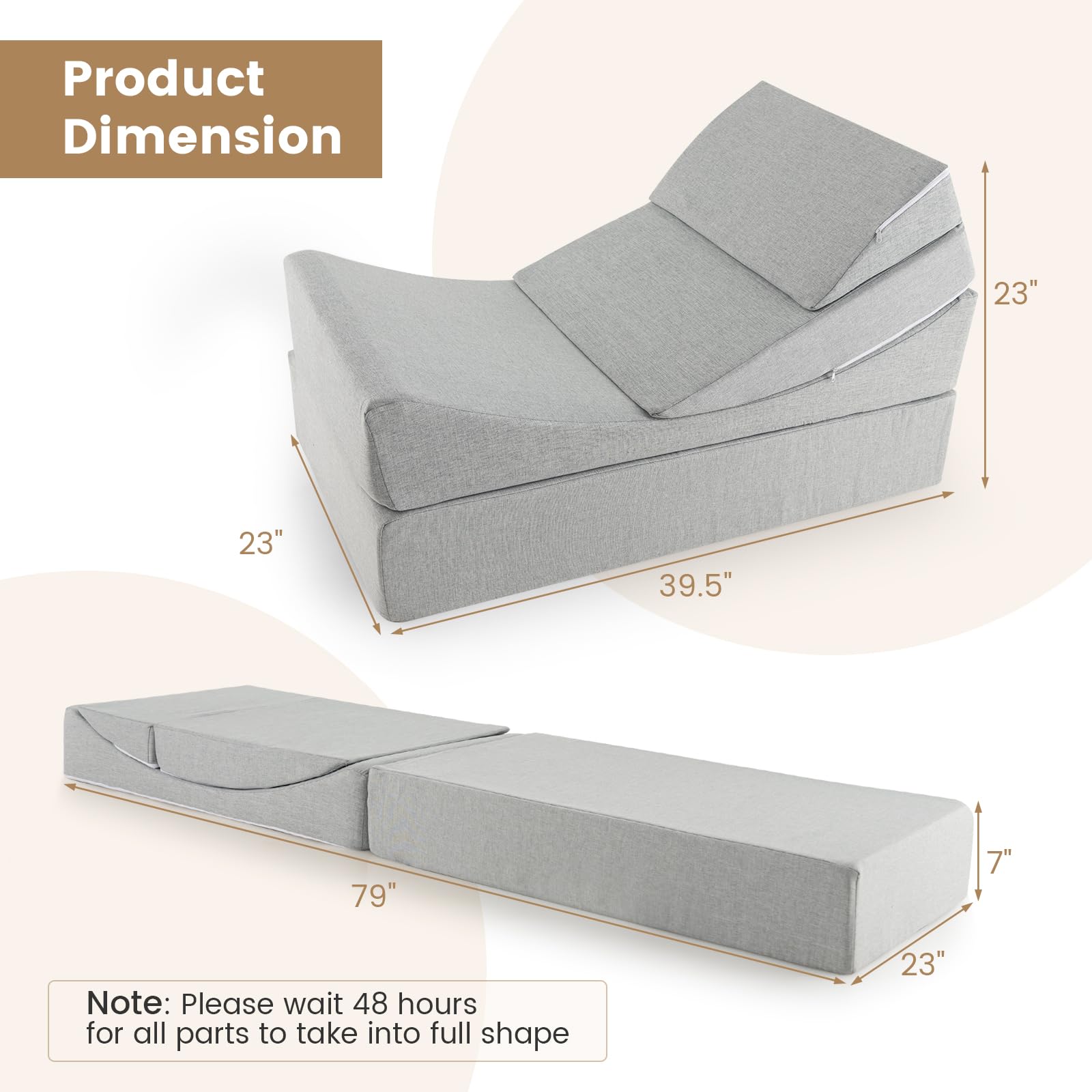 4-in-1 Floor Futon Sleeper Chair with High-Density Foam - Giantex
