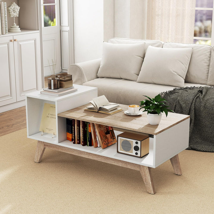 Giantex 2-Tier Coffee Table with Storage Mid Century Modern Center Table