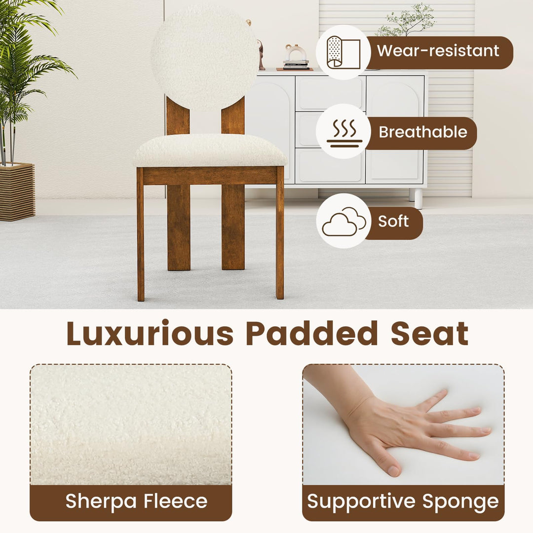 Giantex Sherpa Dining Chairs Set of 2/4 Mid Century Modern Kitchen Chairs w/Rubber Wood Legs