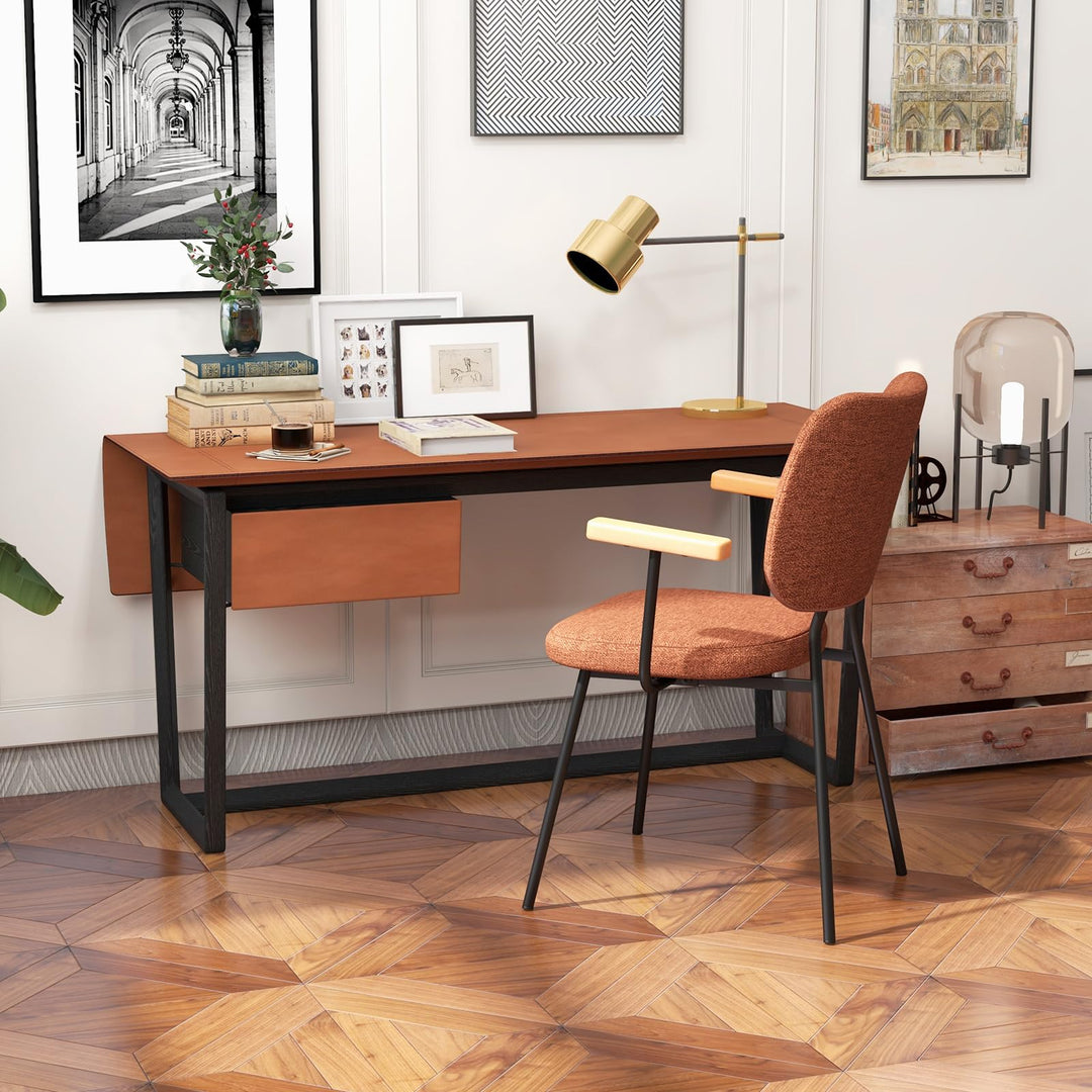 Modern Fabric Dining Chair Set of 2, Padded Armchairs with Linen Fabric