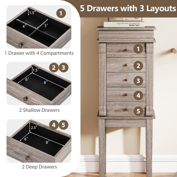 Giantex Jewelry Cabinet Armoire with Flip Top Mirror