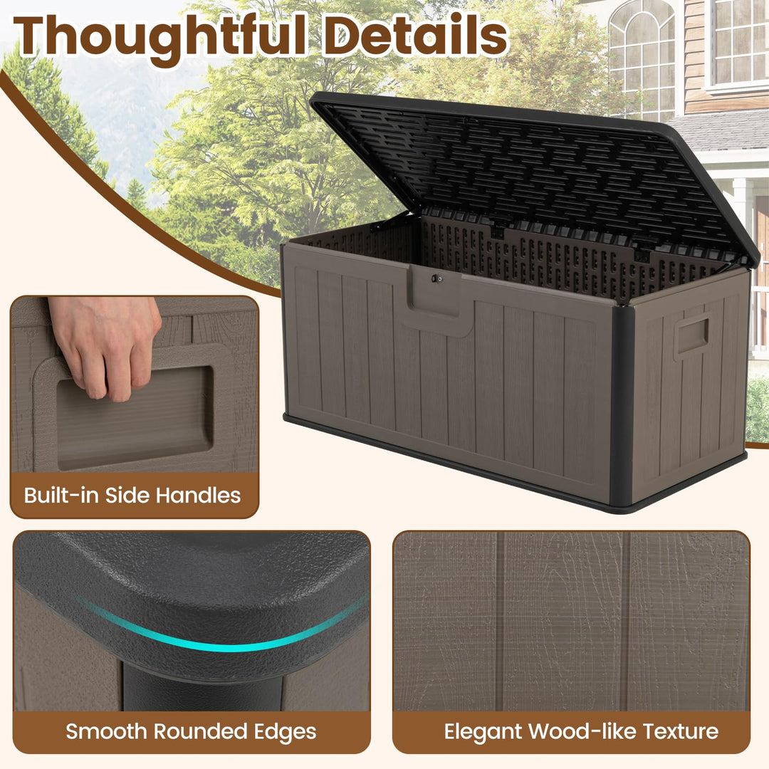 Giantex 100 Gallon Deck Box, Waterproof Resin Box with Lockable Lid