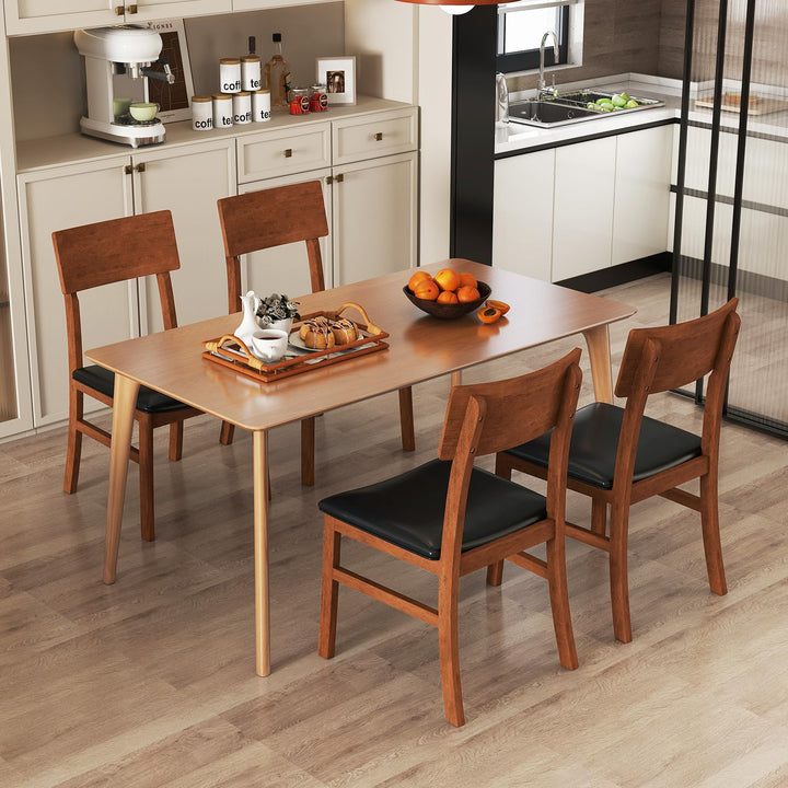 Giantex Wooden Dining Chairs Set Kitchen Side Chairs w/Rubber Wood Legs Faux Leather Upholstered Seat