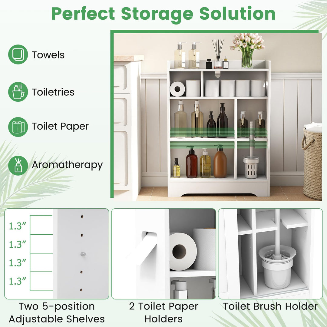 Giantex Bathroom Slim Storage Cabinet w/2 Sliding Doors & Adjustable Shelves