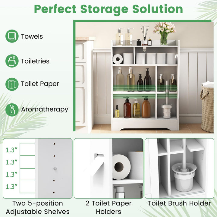 Giantex Bathroom Slim Storage Cabinet w/2 Sliding Doors & Adjustable Shelves